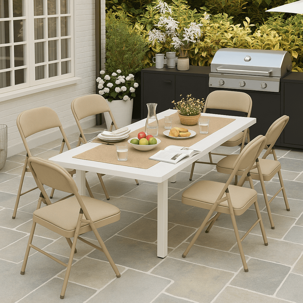 Fenbeli 4 Pack Folding Chairs with Padded Seats, Brown