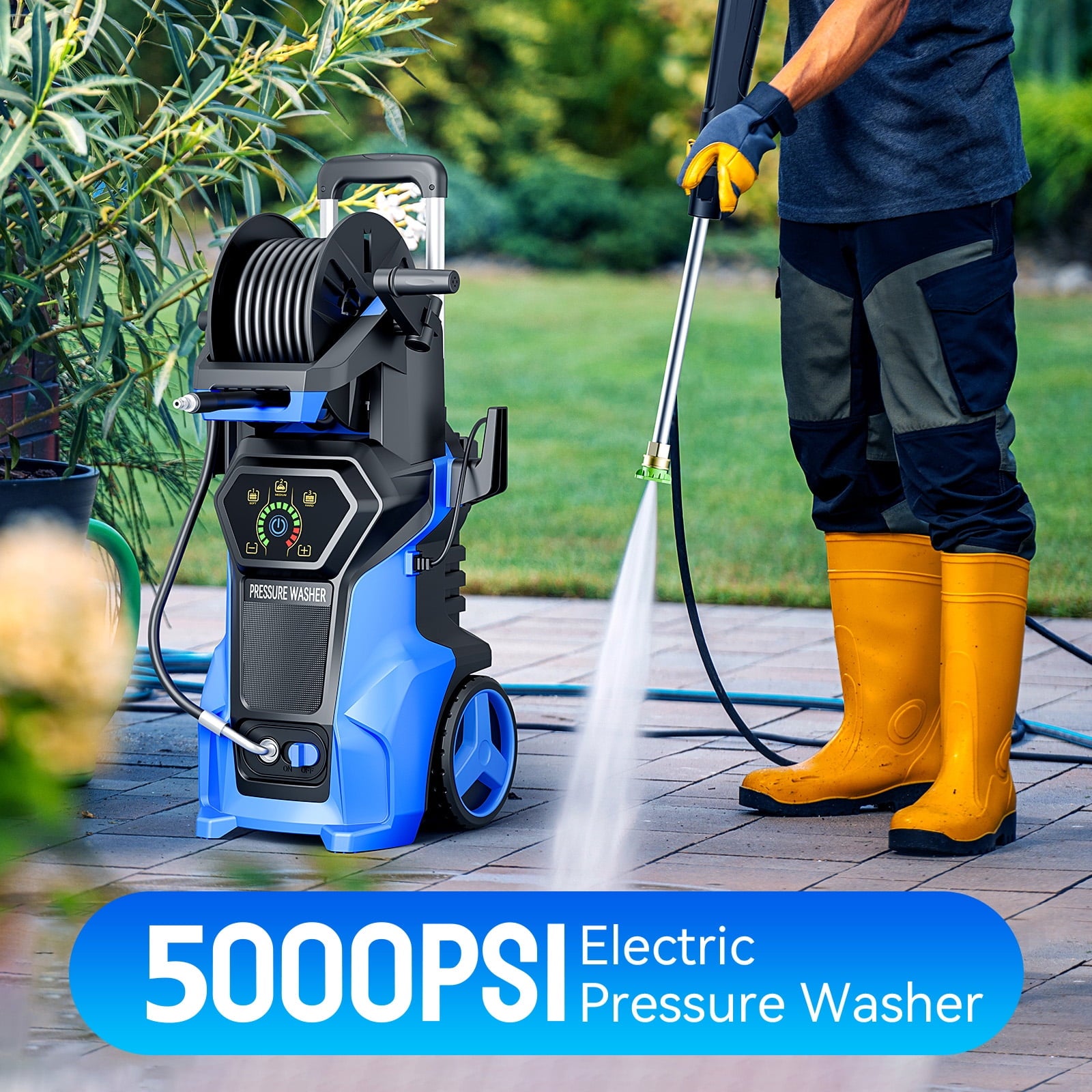 Fenbeli Electric Pressure Washer 5000 PSI, 3.2 GPM Power Washer Electric Powered with Foam Cannon, 4 Nozzles for Home, Car, and Outdoor Cleaning