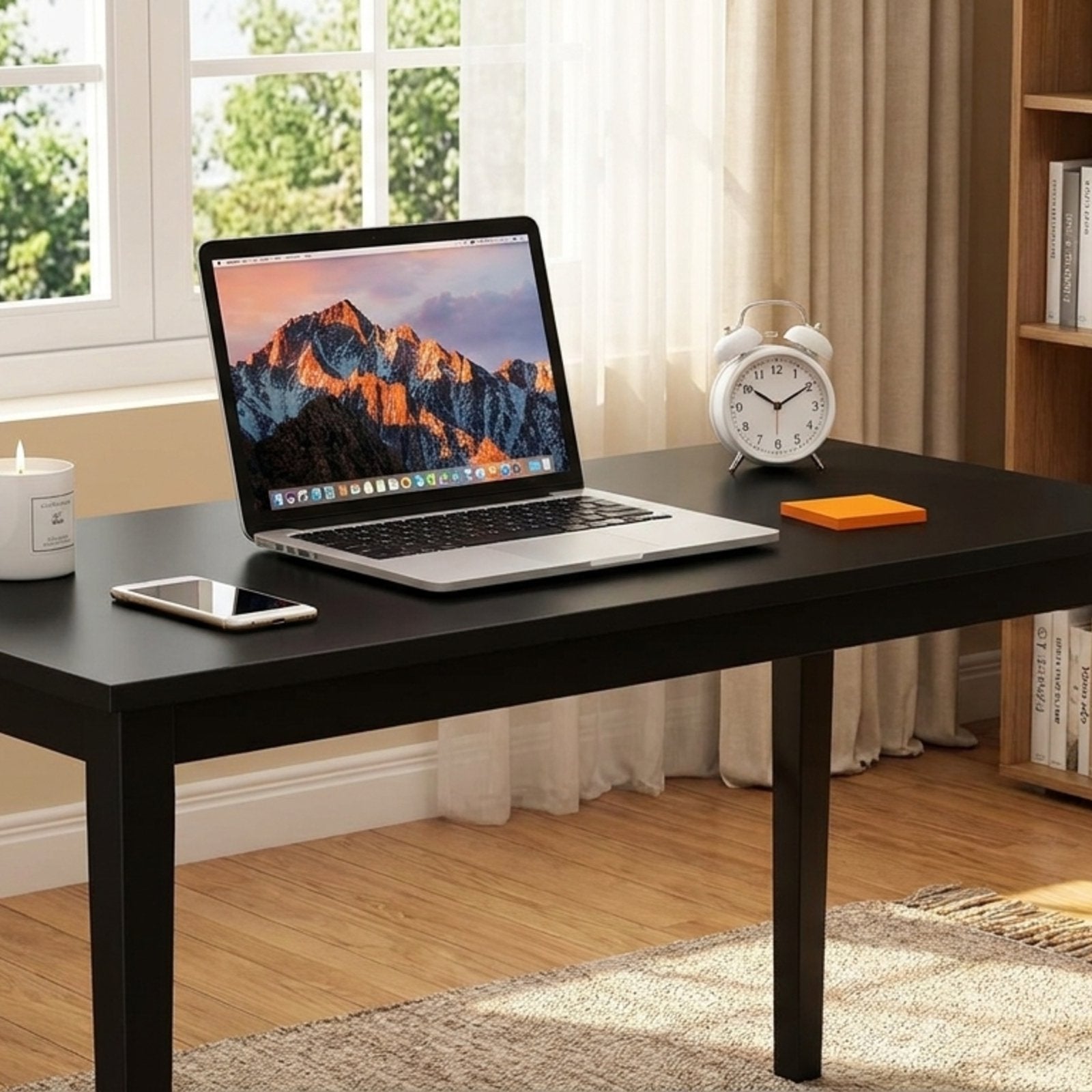 Furnibear 2-Tier Writing Desk with Storage, Vanity and Sewing Desk with 4 Drawers, Computer Desk for Bedroom, Black