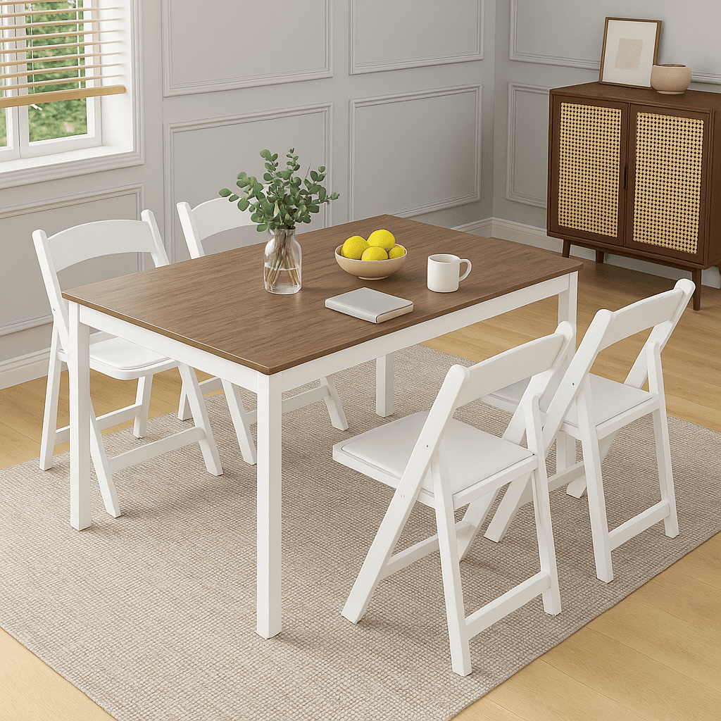 Fenbeli 4 Pack White Resin Folding Chairs with Padded Seats - Indoor/Outdoor Folding Chairs for Events Lightweight Foldable Chairs