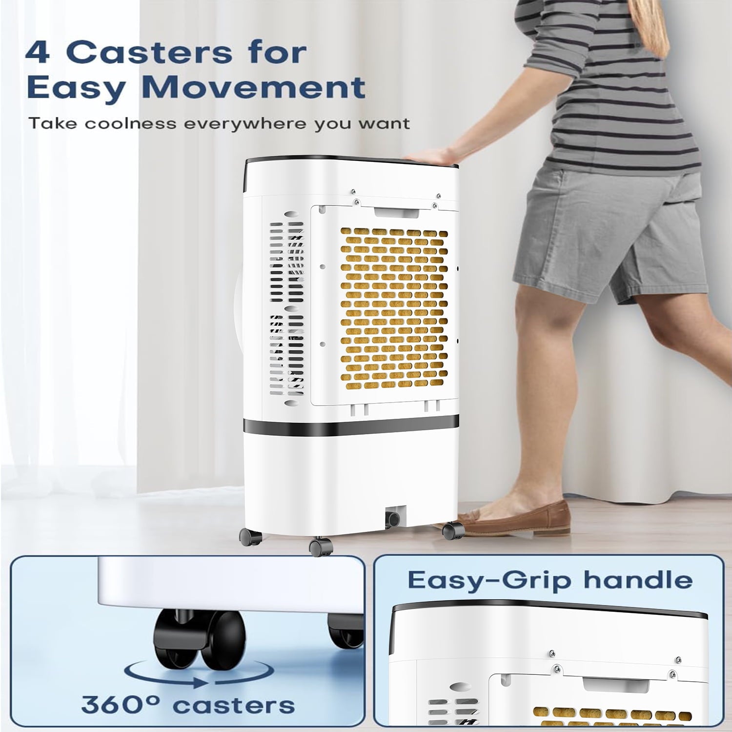 301 Evaporative Air Cooler Portable Air Cooling Fan, White