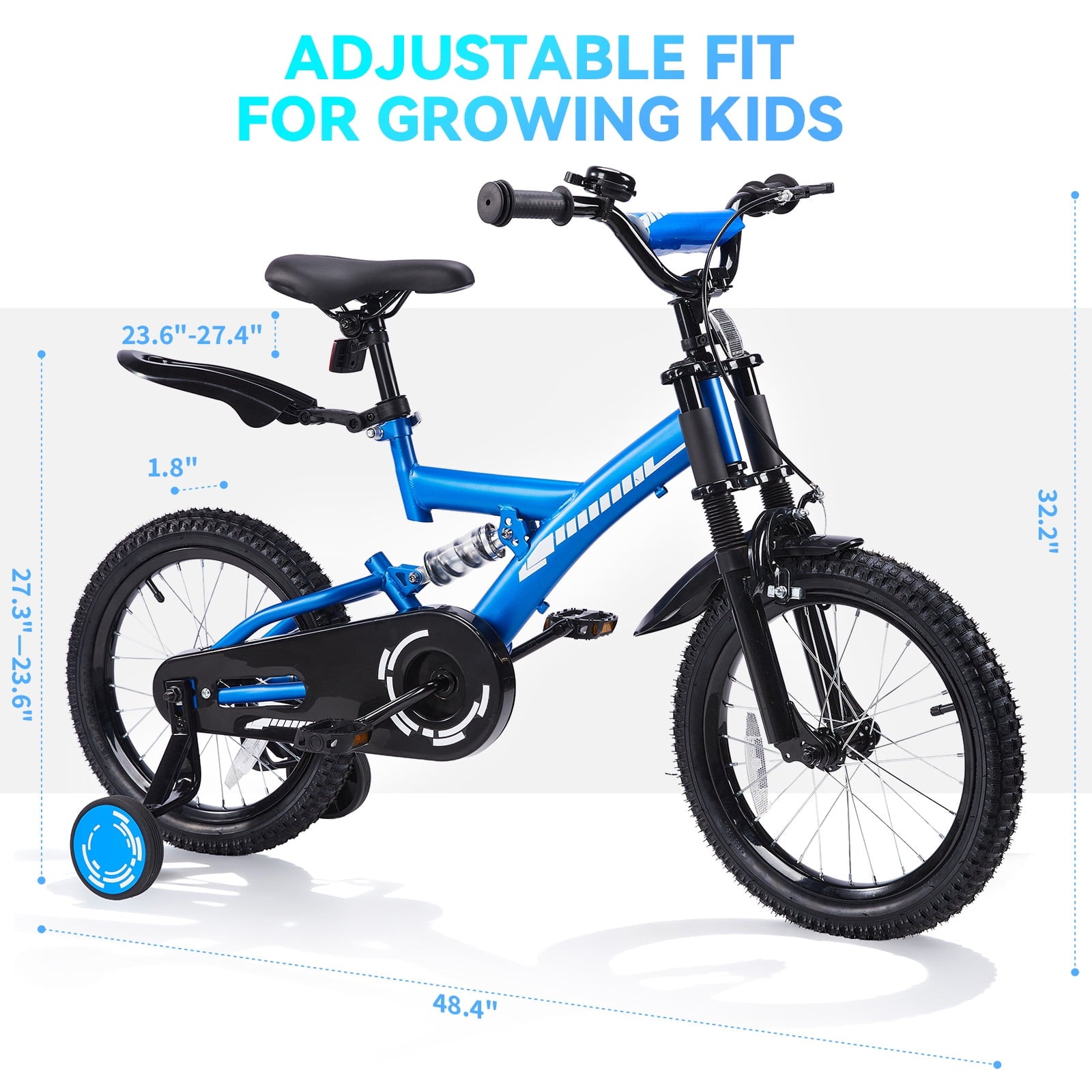 Fenbeli 18 Inch Kids Bike with Training Wheels for Boys Ages 6-9, Blue
