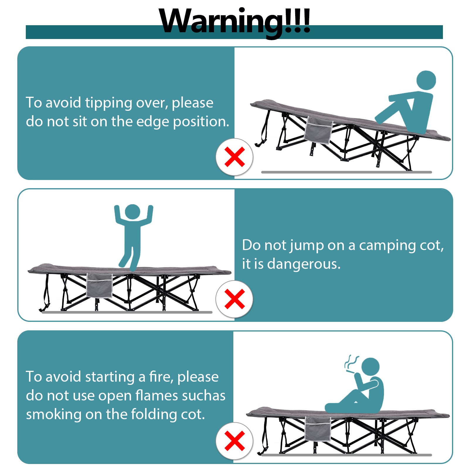 Folding Camping Cot W/Mat for Adults, Heavy Duty Outdoor Bed with Carry Bag, Travel Camp Cots