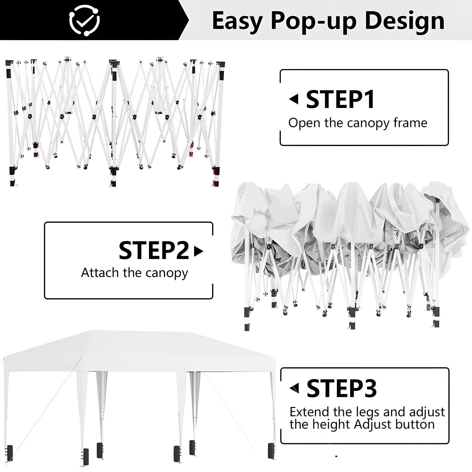 Instant Outdoor Canopy Tent 10x20 pop up Canopy Tent with Sand Weight Bag, White