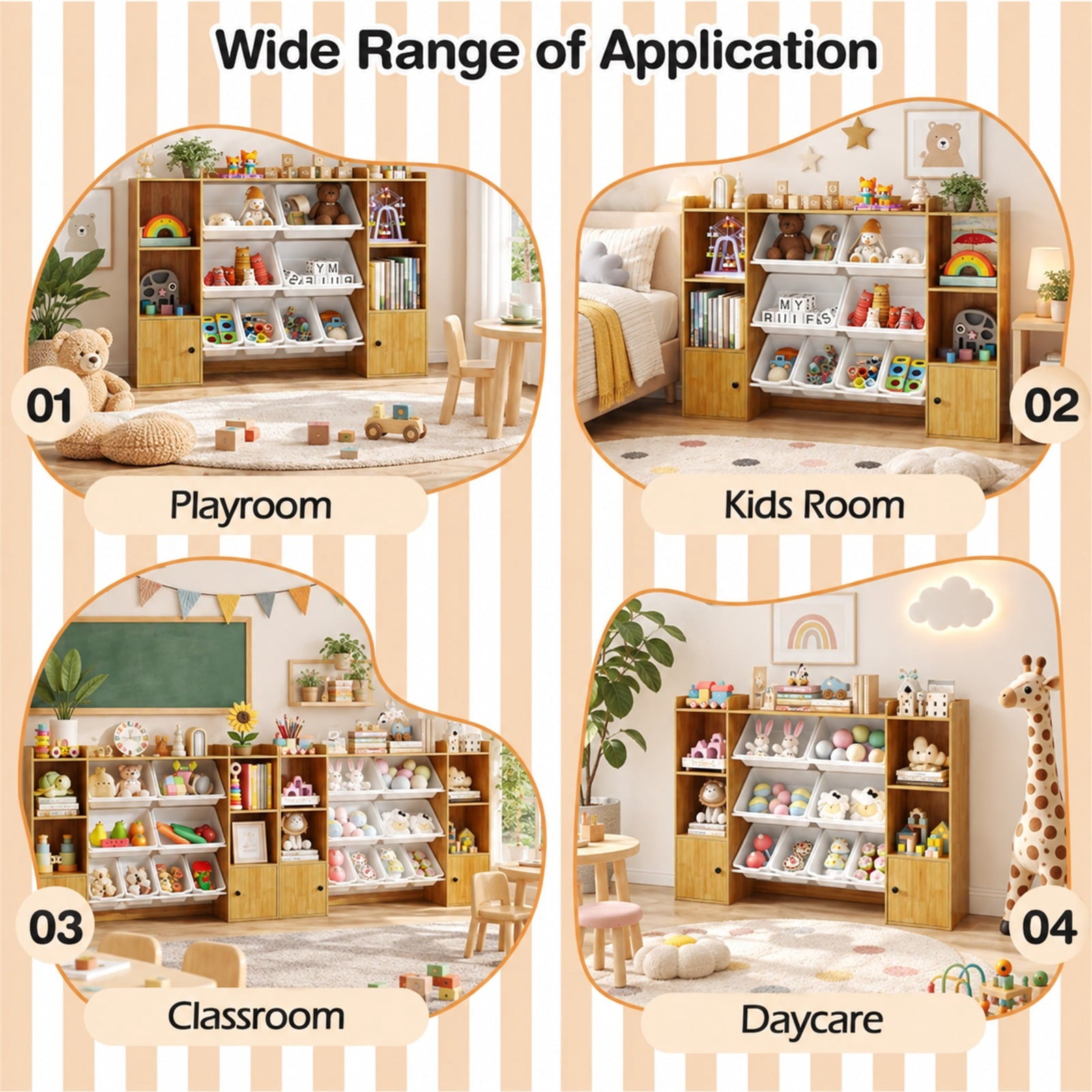 Fenbeli Kids Toy Storage and Bookshelf with Boxes and Open Shelves, 385 lbs Capacity, Engineered Wood Frame, for 3+ Years Old Total, Beige