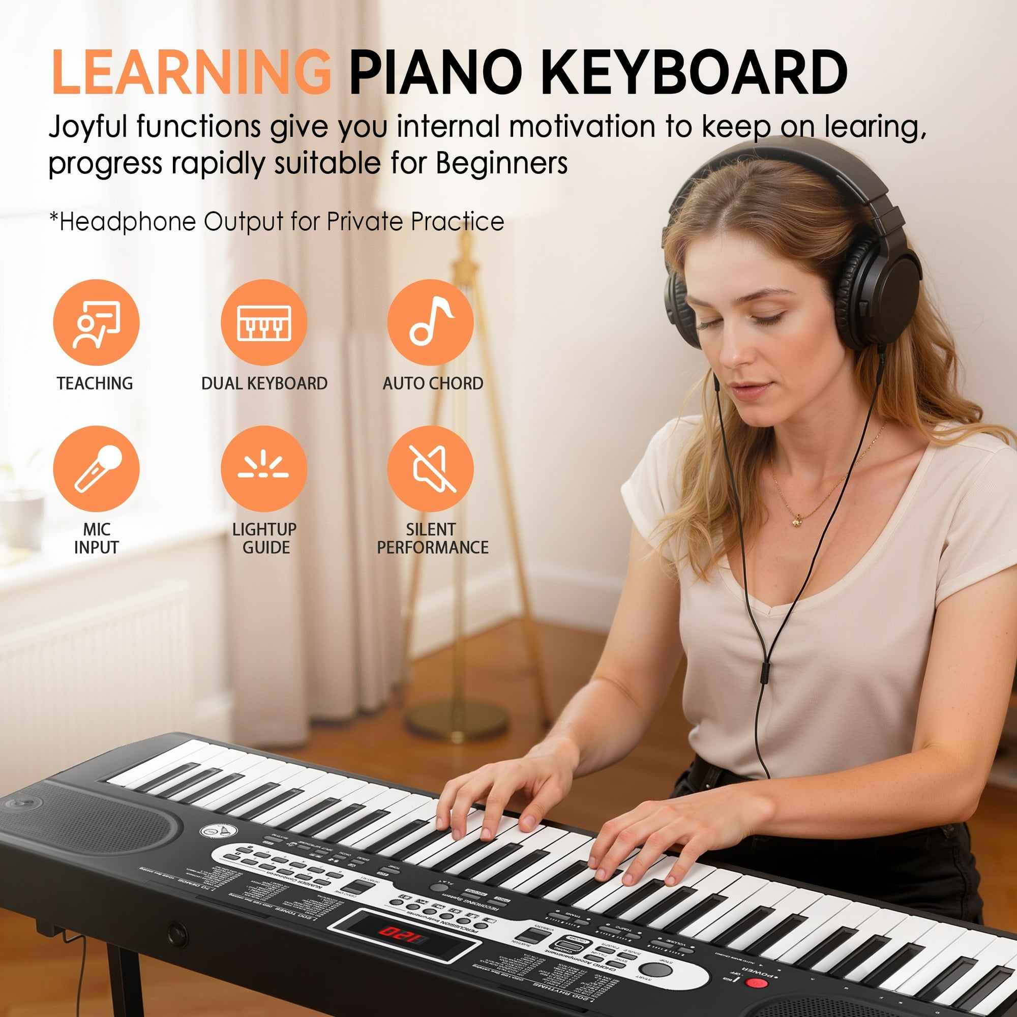 Fenbeli 61 Key Piano Keyboard Kit with Music Sheet Stand, Stool, Headphones, Microphone, 200 Tones & Rhythms