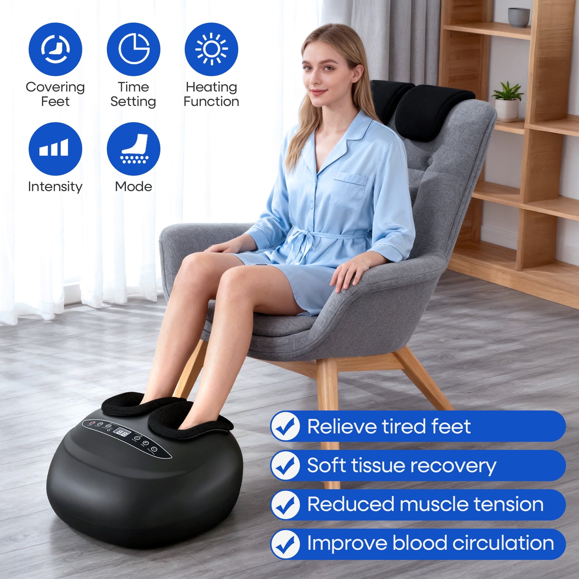 Fenbeli Shiatsu Foot Massager Machine with Heat, Rolling, Deep Kneading, Shiatsu Foot Massager,Birthday Christmas Gifts for Mom Dad Women Men