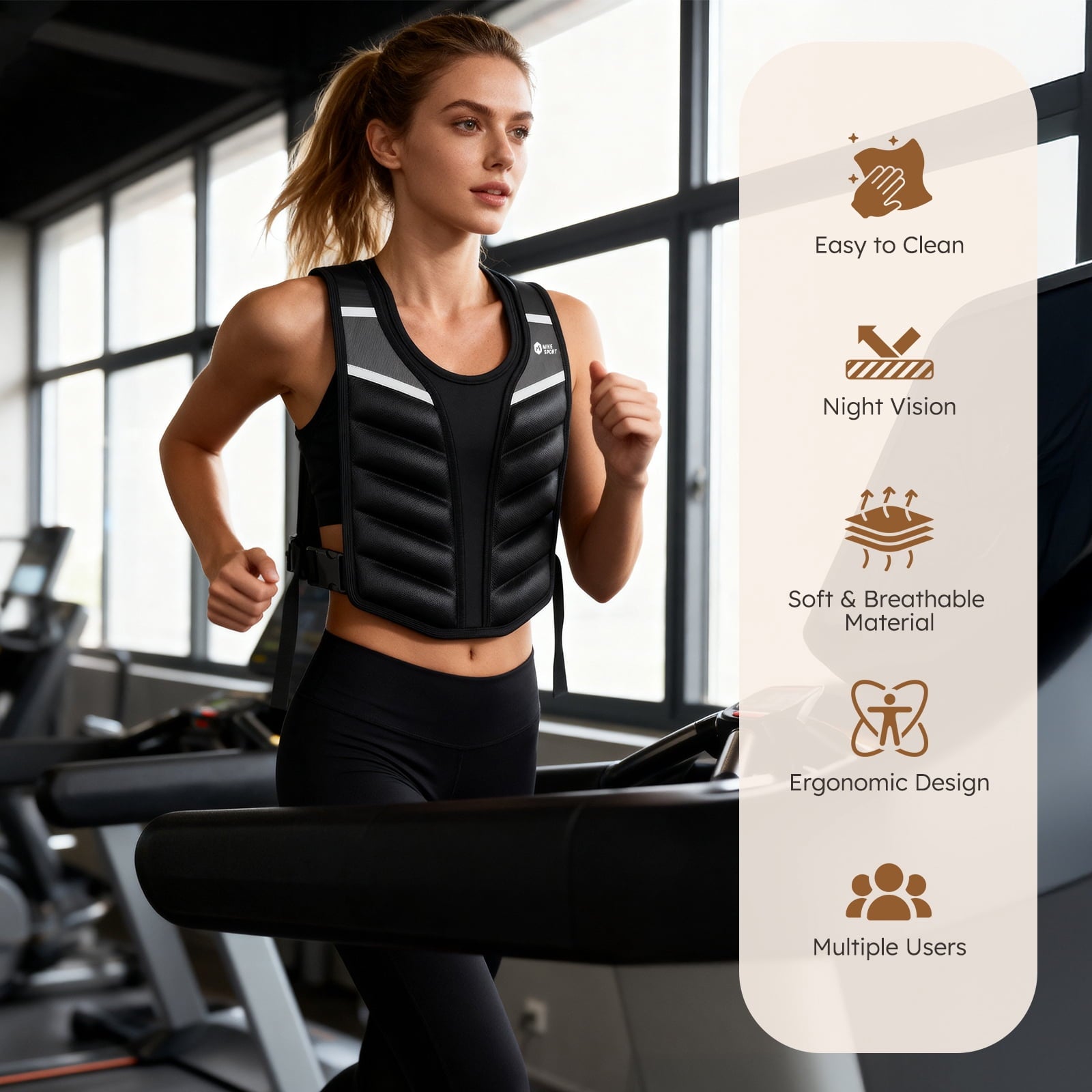 Fenbeli Weighted Vest 15lb/20lb for Men Women, Adjustable Body Weight Vest with Iron Sand, Reflective Stripes, Breathable Padded Shoulder Training Vest for Running Walking Workout, Black