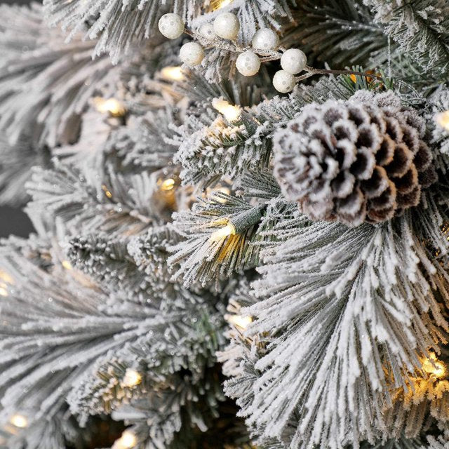 7.5ft Prelit Snowdrift Flocked Artificial Christmas Tree