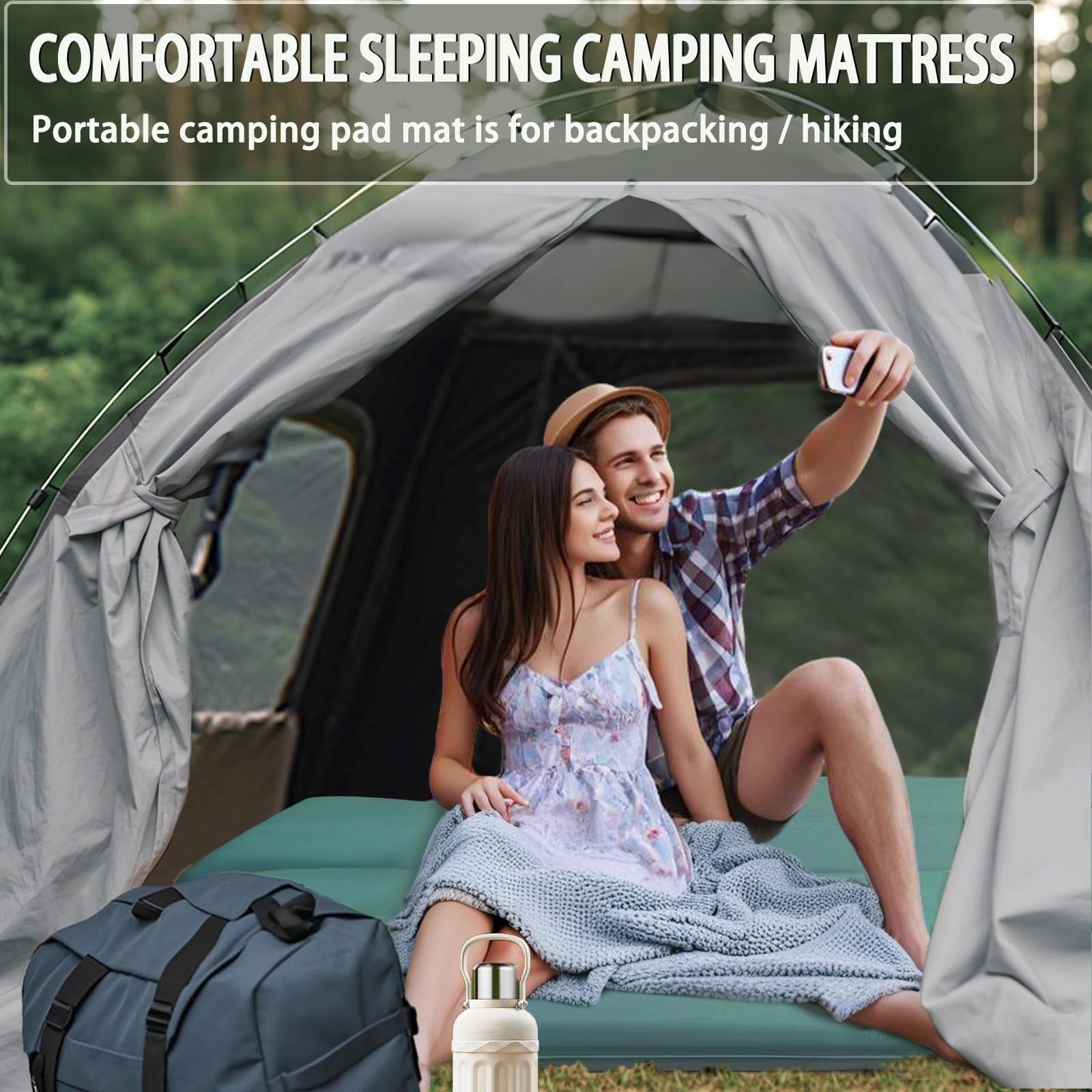 Fenbeli Self Inflating Sleeping Pad 3.2 Thick Memory Foam Camping Pad 4-Season Camp Mat for Tent Green