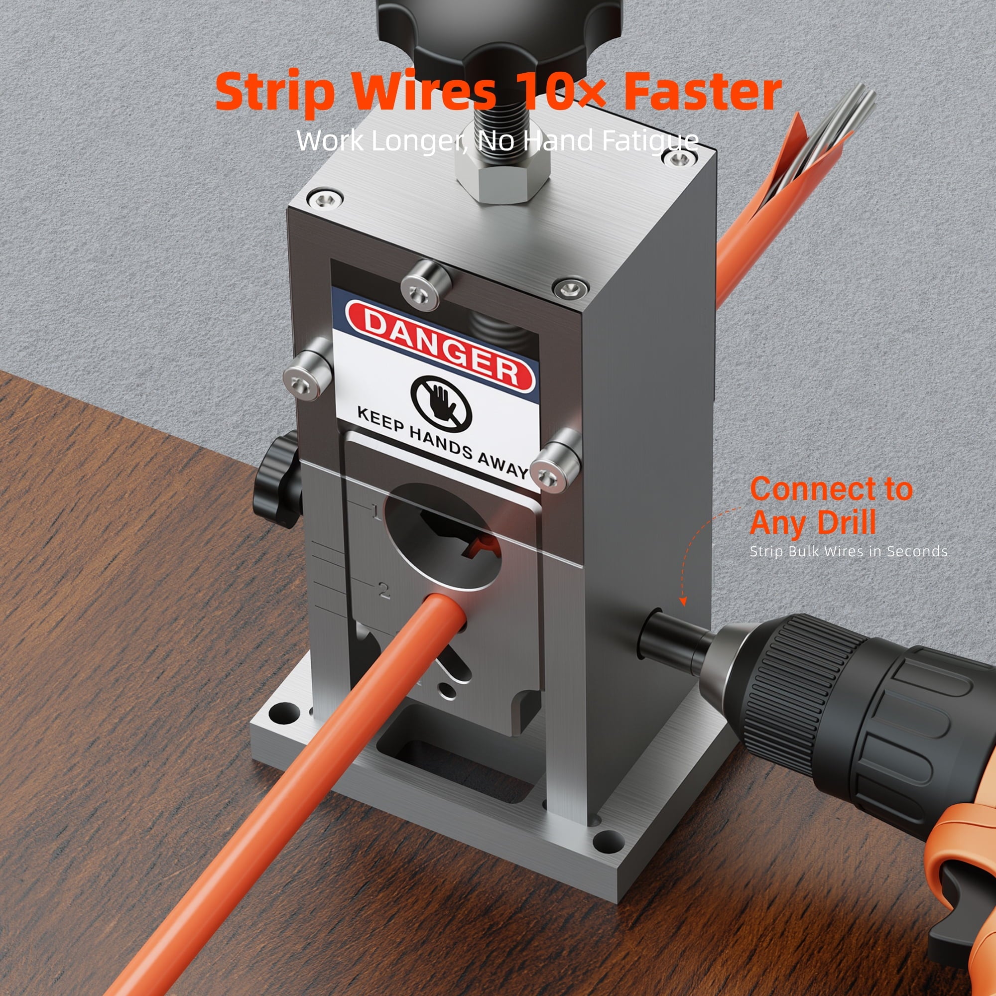 Fenbeli Manual Wire Stripping Machine 0.06-1.5in Heavy Duty with Hand Crank and Drill Powered for Scrap Copper Recycling, White