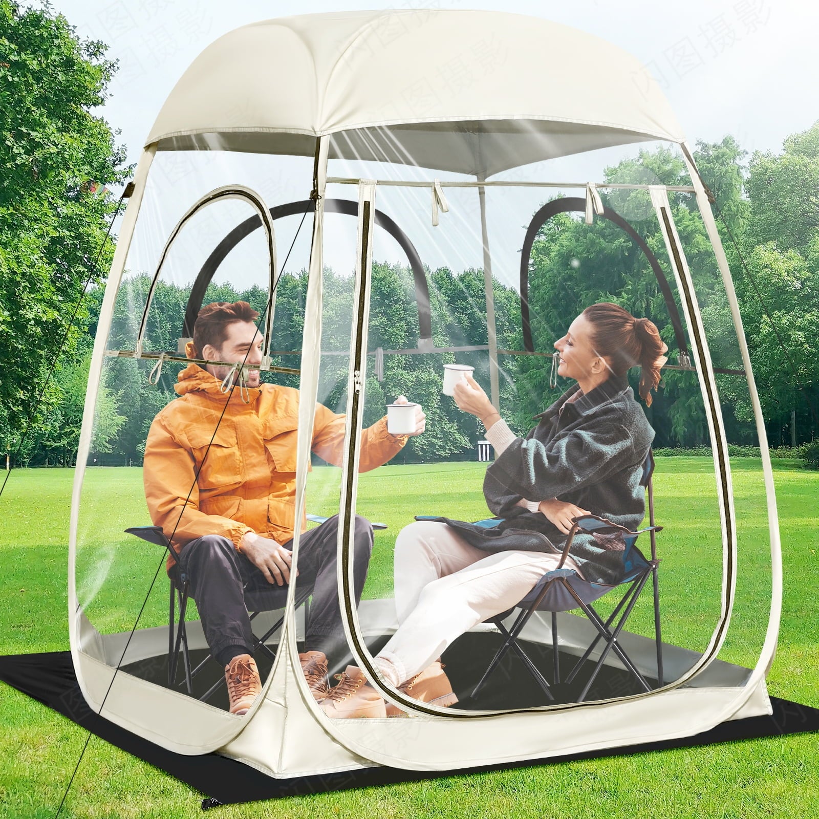 Fenbeli 2 Person Weather Pod, Instant Pop up Tent for Sports Event , Beige