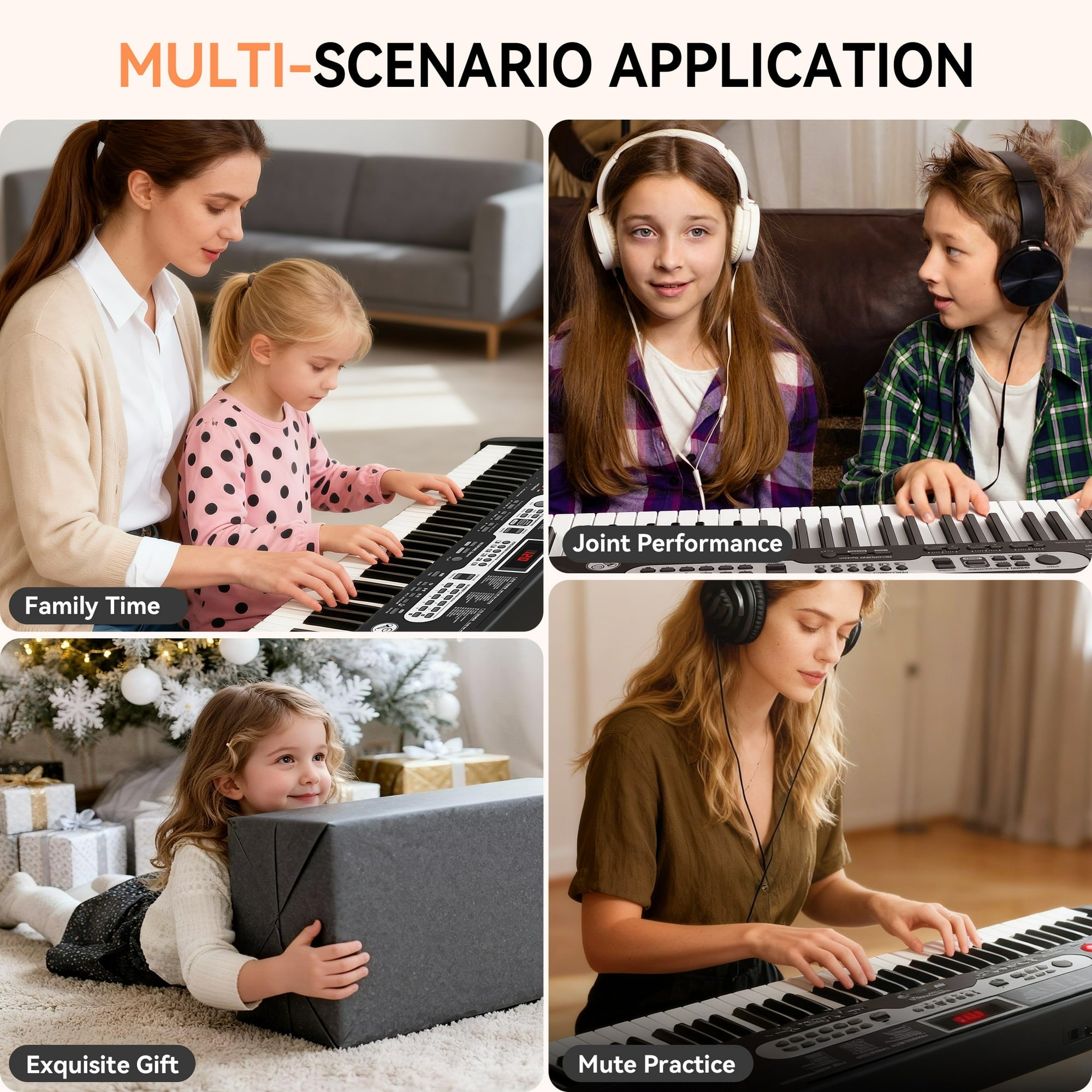 Fenbeli 61 Key Piano Keyboard Kit with Music Sheet Stand, Stool, Headphones, Microphone, 200 Tones & Rhythms