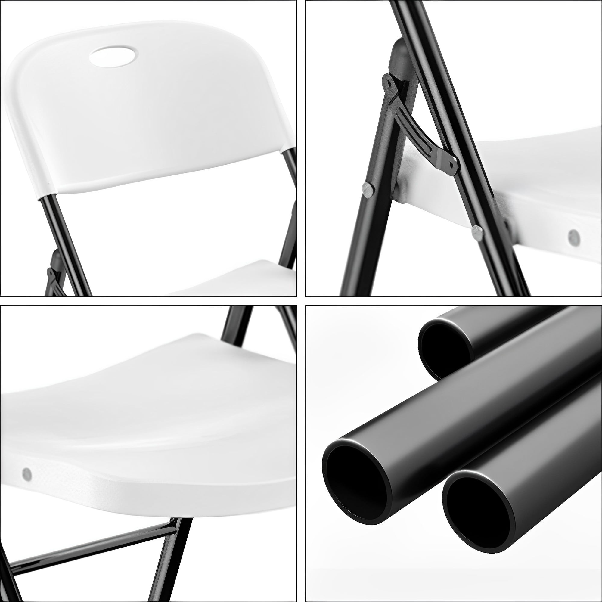 Fenbeli Folding Plastic Chair, 4-Pack, White