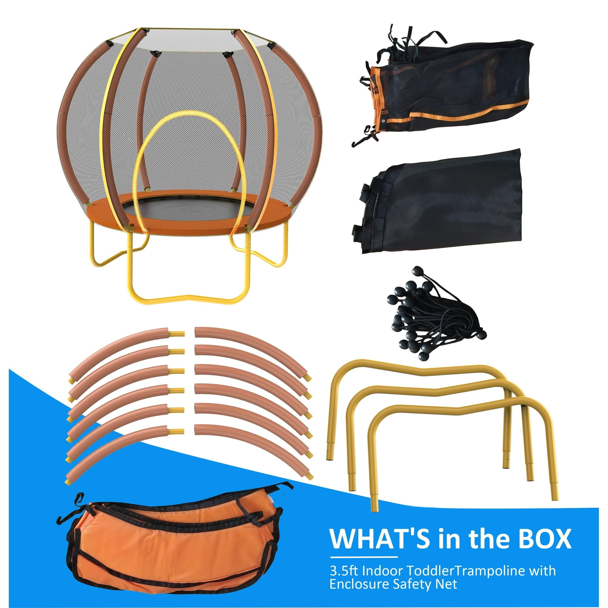Fenbeli 42in Trampoline for Kids with Enclosure Net Mini Indoor/Outdoor Trampolines with Heavy Duty Frame