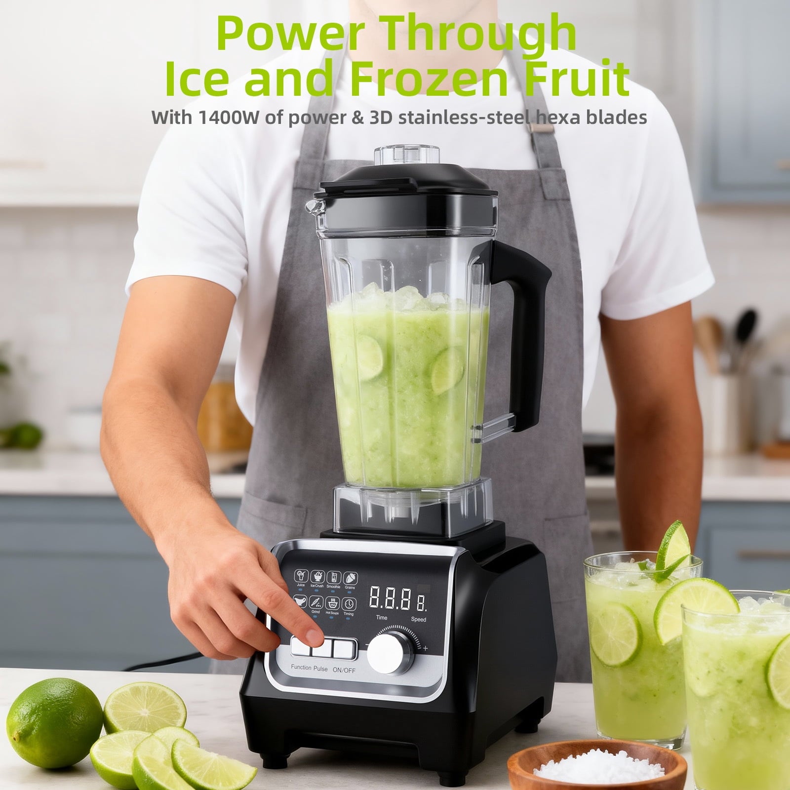 Fenbeli Blender for Kitchen,70oz 1400W Professional Blender,9-Speed Control, 8 Preset Programs for Smoothies,Make Soups, Jams, Frozen Fruit