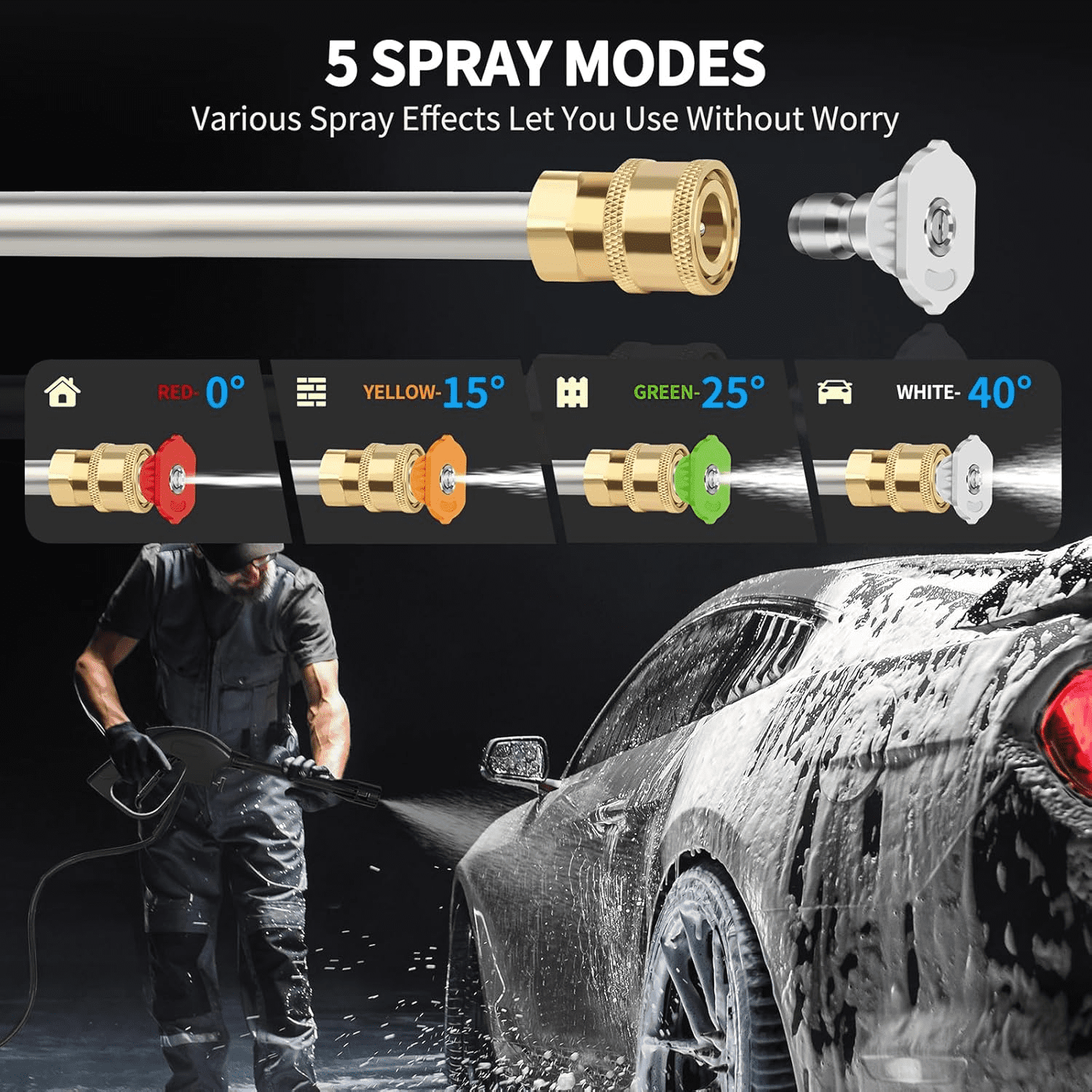 Fenbeli Electric Pressure Washer, 3800 PSI 2.6GPM Power Washer for Cars, Fences and Patios