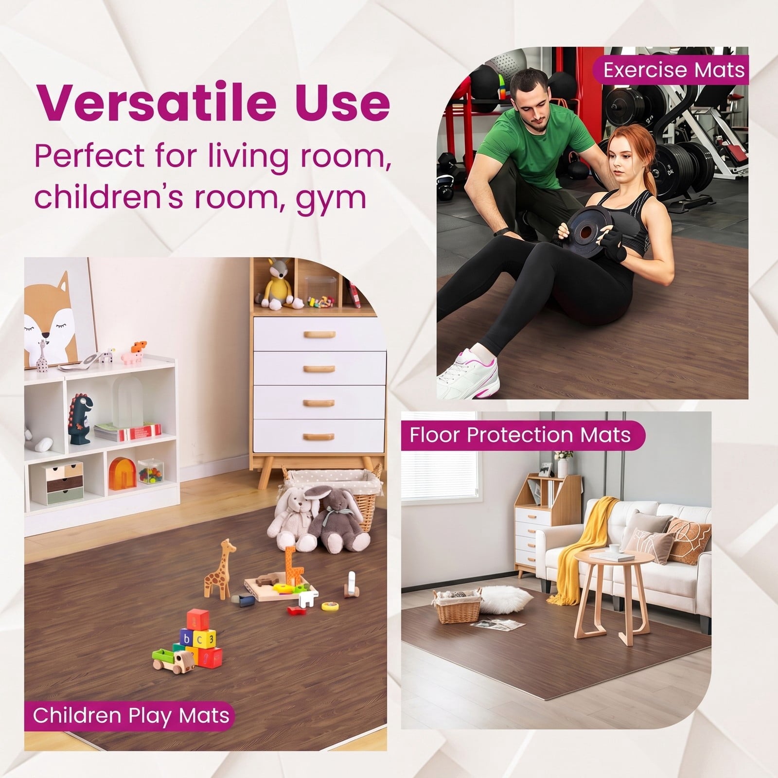 Fenbeli 25 Tiles Wood Grain Foam Floor Mats with Borders, Interlocking EVA Puzzle Play Mat Tiles Covers 100 sq ft for Living Room Bedroom Playroom Gym Exercise, Brown
