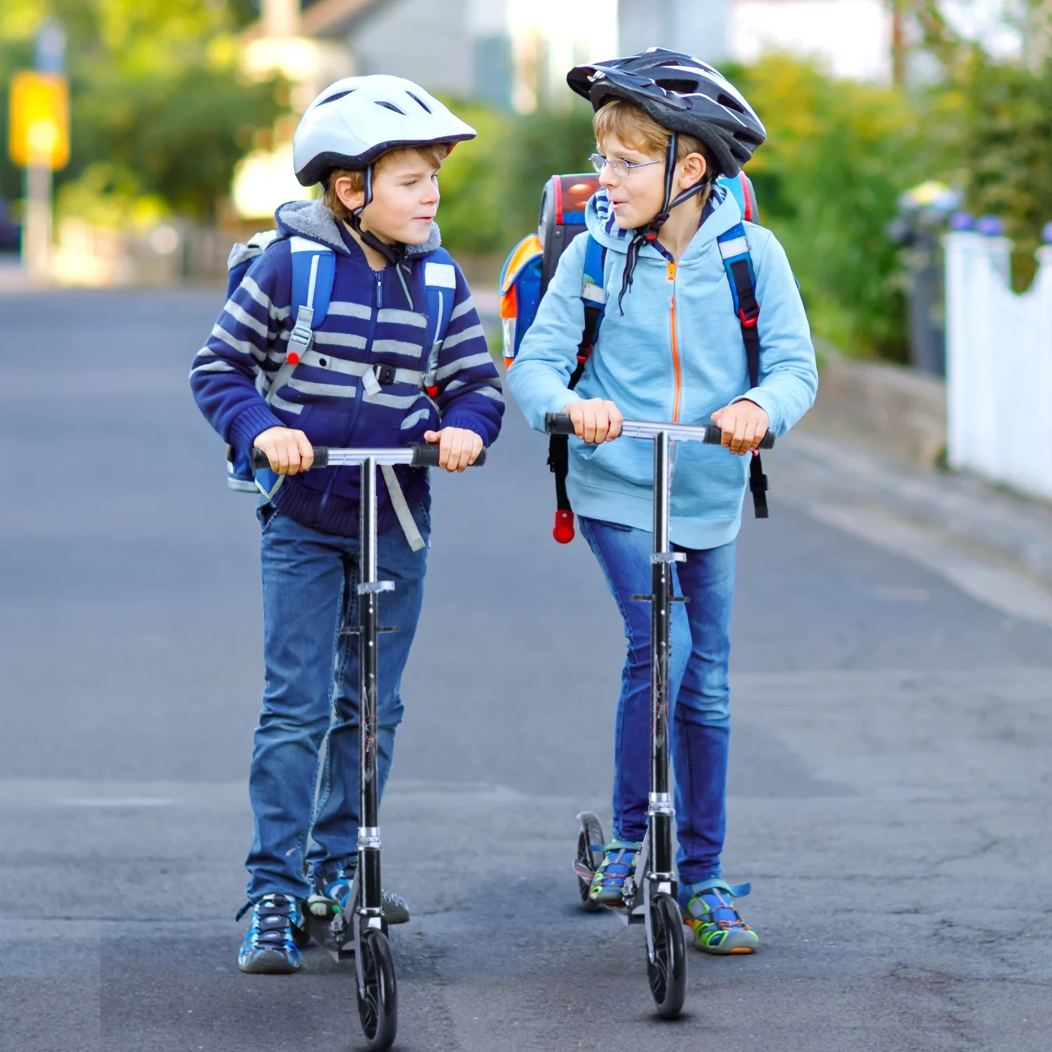 Fenbeli 200mm Black Scooter Commuter Scooter Height Adjustable Folding Kick Scooter for Teens Adults