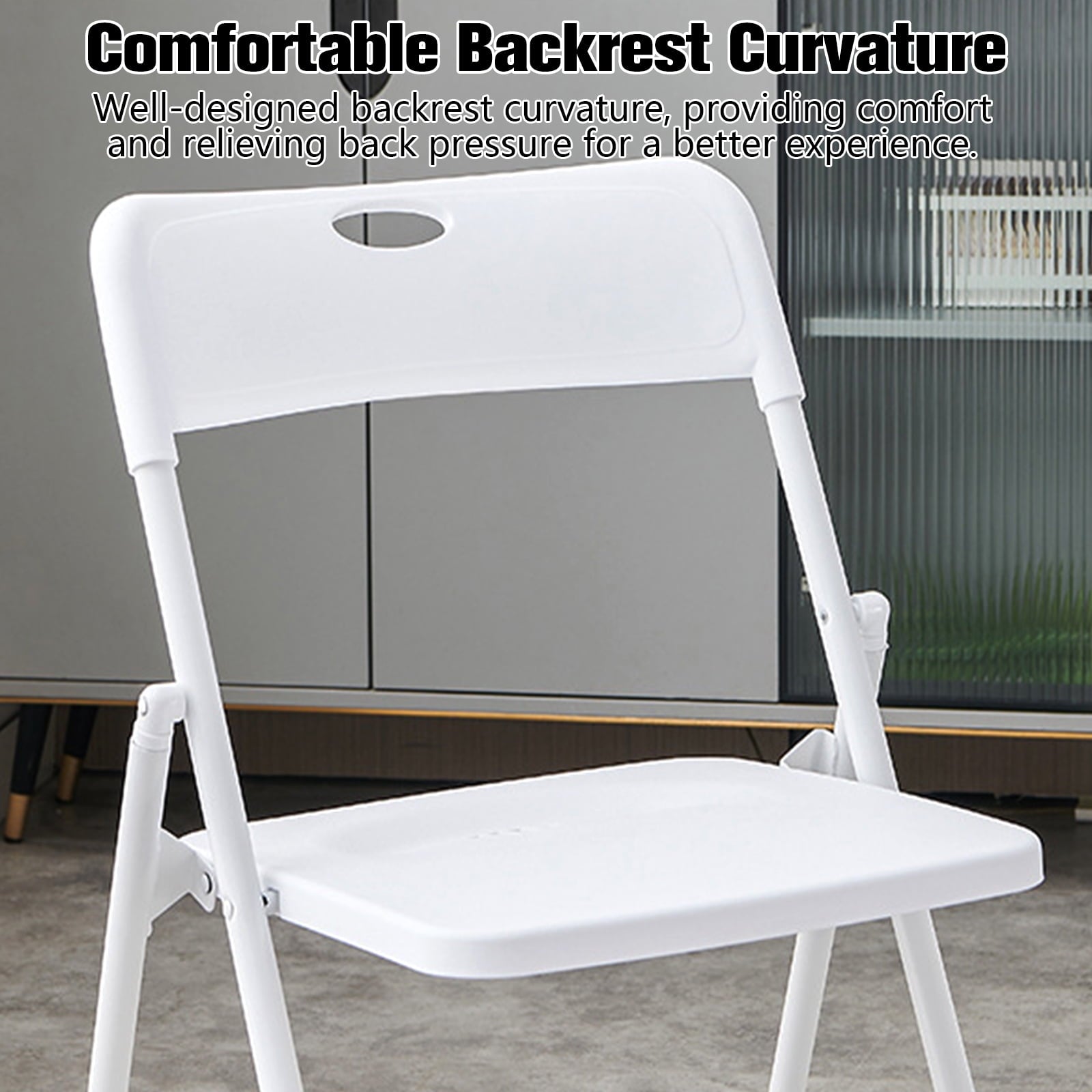 Harigal White Plastic Folding Chairs 4 Pack, Foldable Stacking Chairs for Outdoor & Indoor, Reinforced Metal Frame, 330LBS Capacity