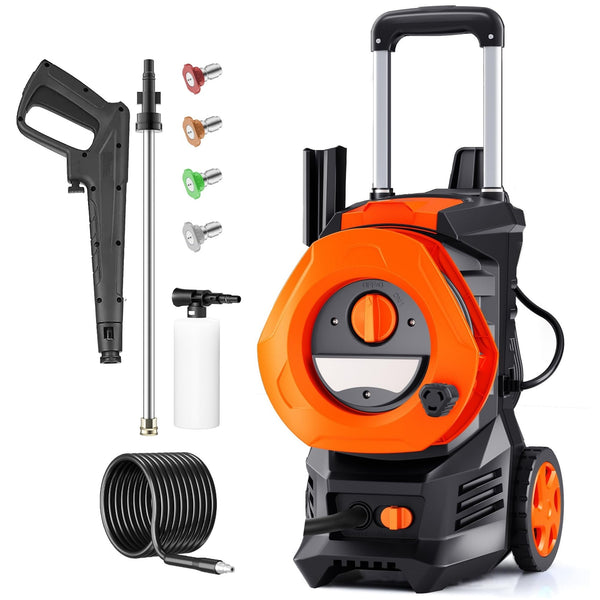 ALPULON 4800PSI Electric Pressure Washer 3.2GPM Power Washer with 4 Quick Connect Nozzles 2000W Cleaning Machine for Car Cleaning Orange
