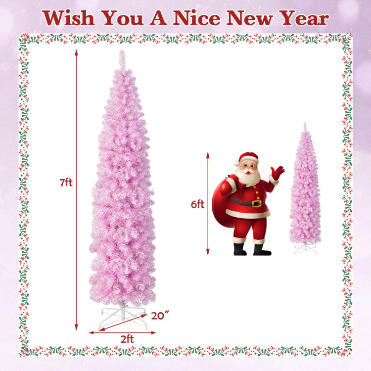7 FT Pre lit Artificial Christmas Tree with Branch Tips LED Lights Metal Stand