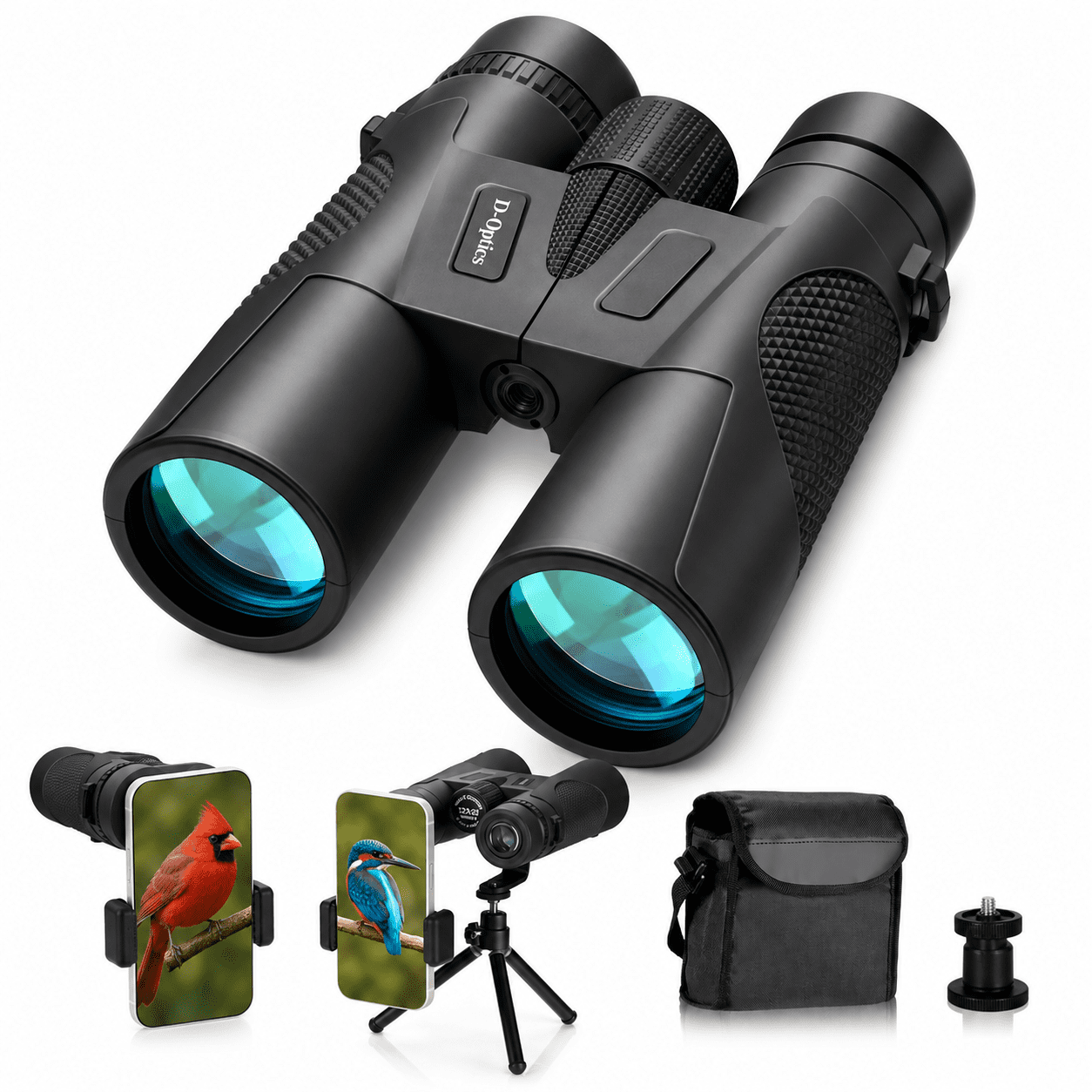 Fenbeli 12¡Á42 HD Roof Prism Binoculars with Phone Adapter and Tripod for Bird Watching and Hiking, Black