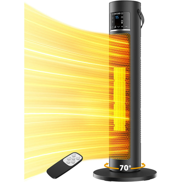 Fenbeli Space Heater for Indoor Use 1500W 26in Oscillating Electric Tower Electric Heater with Remote