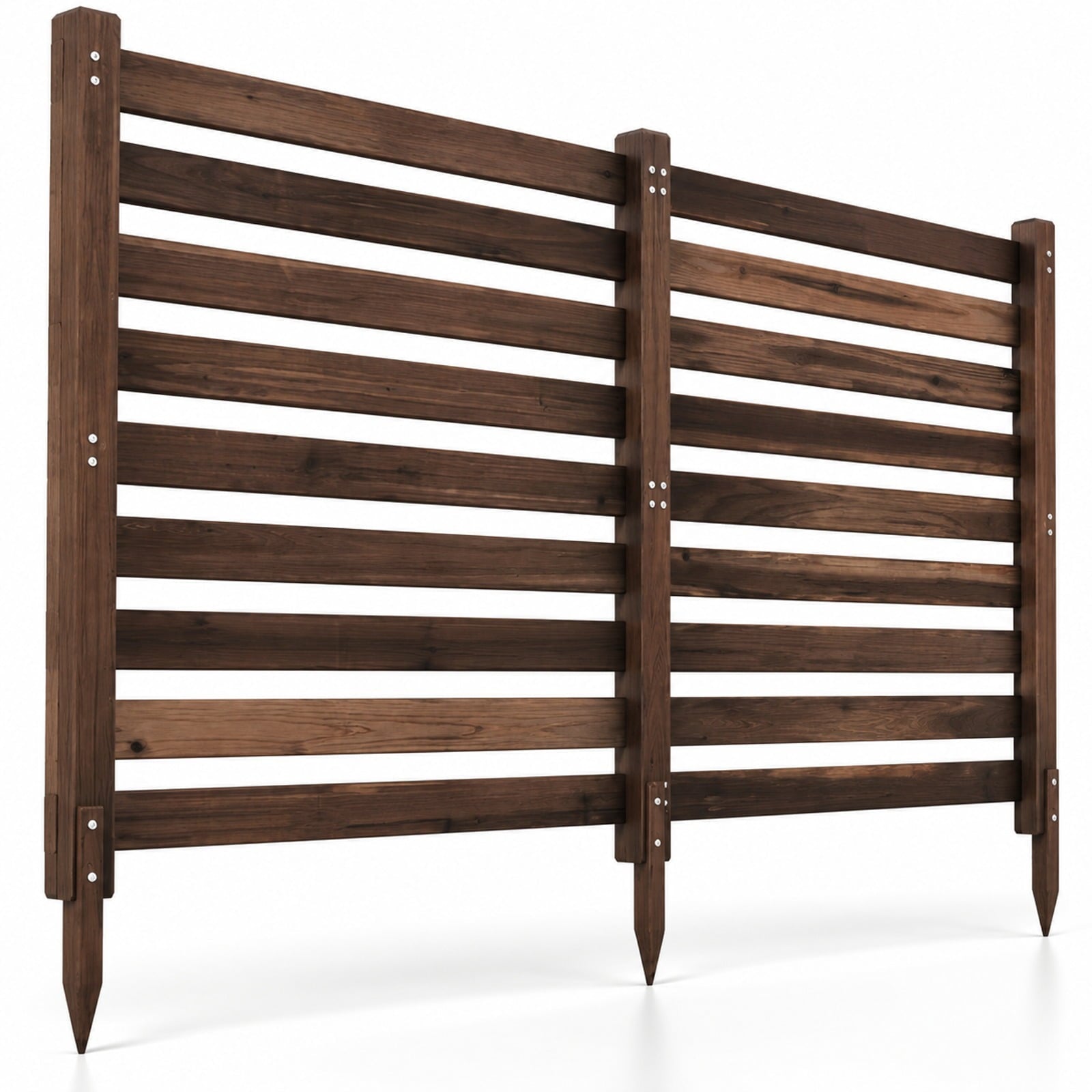 Fenbeli 2-Panel Wooden Outdoor Privacy Fence with Ground Stakes, Fir Wood Frame, Brown, Product Dimensions of Each Screen 38.5
