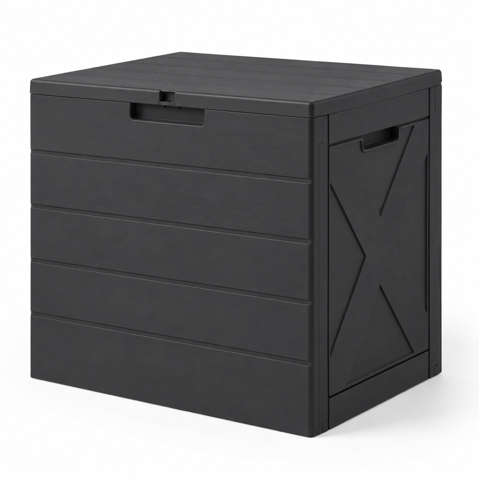 Fenbeli 25 Gallon Storage Bin with Lid Carry Handles and Lock Hole for Patio Furniture Accessories, 110 lbs Capacity, PP Frame, Black
