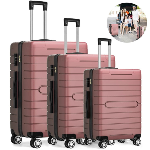 Fenbeli 3 Piece Luggage Sets with TSA Locks Hardside Suitcase Set with Spinner Wheels 20in24in28in Rose Pink