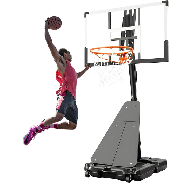 Fenbeli Basketball Hoop Outdoor, 4.8-10FT Height Adjustable Portable Basketball Hoops with 44 Inch Shatterproof Backboard, Basketball Goal System for Kids Youth and Adults in Backyard/Driveway/Indoor