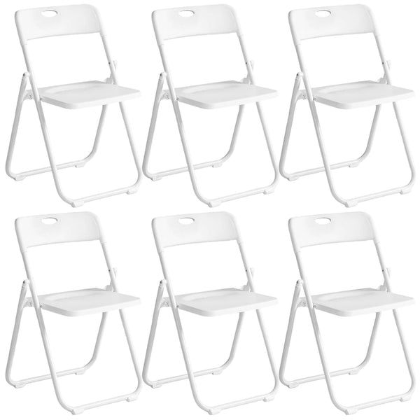 Harigal White Plastic Folding Chairs 6 Pack, Foldable Stacking Chairs for Outdoor & Indoor, Reinforced Metal Frame, 330LBS Capacity