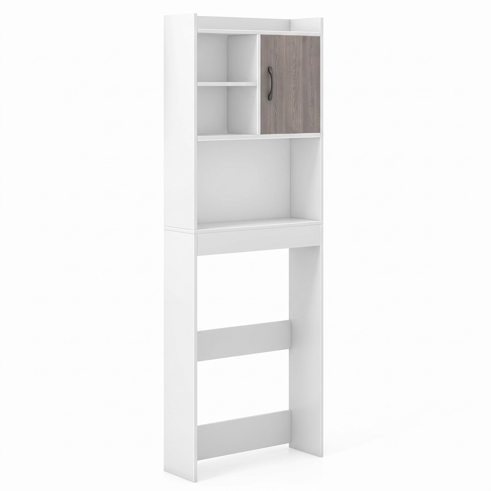 Fenbeli 4-Tier Space, MDF Engineered wood Frame, 24 x 8 x 68.5 Footprint, White rustic grey, Easy to assemble and cleanInstallation guide