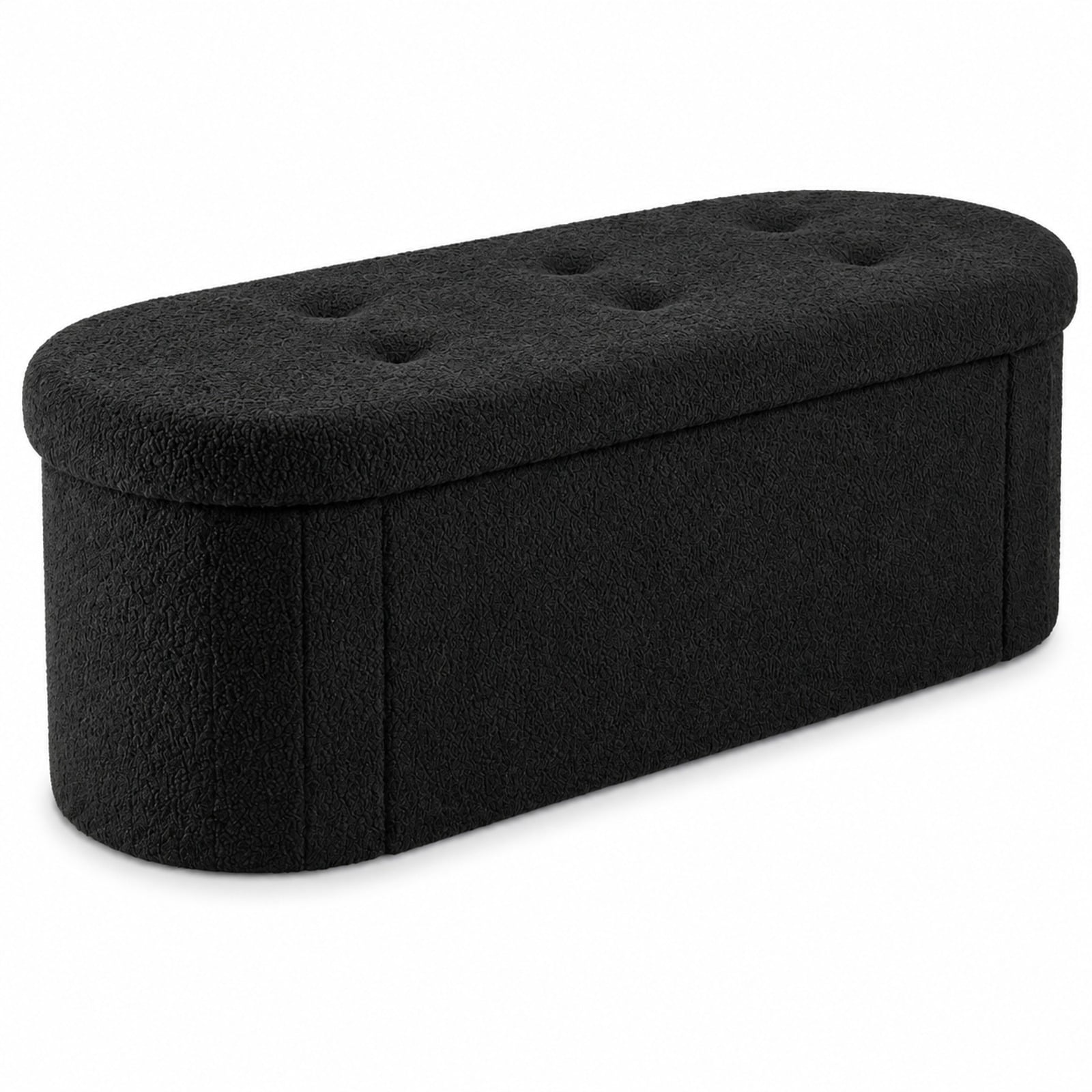 Fenbeli 43 Folding Teddy Storage Ottoman Bench with Dividers for Living Room and Bedroom, 43 x 15 x 16Inner Footprint, Black
