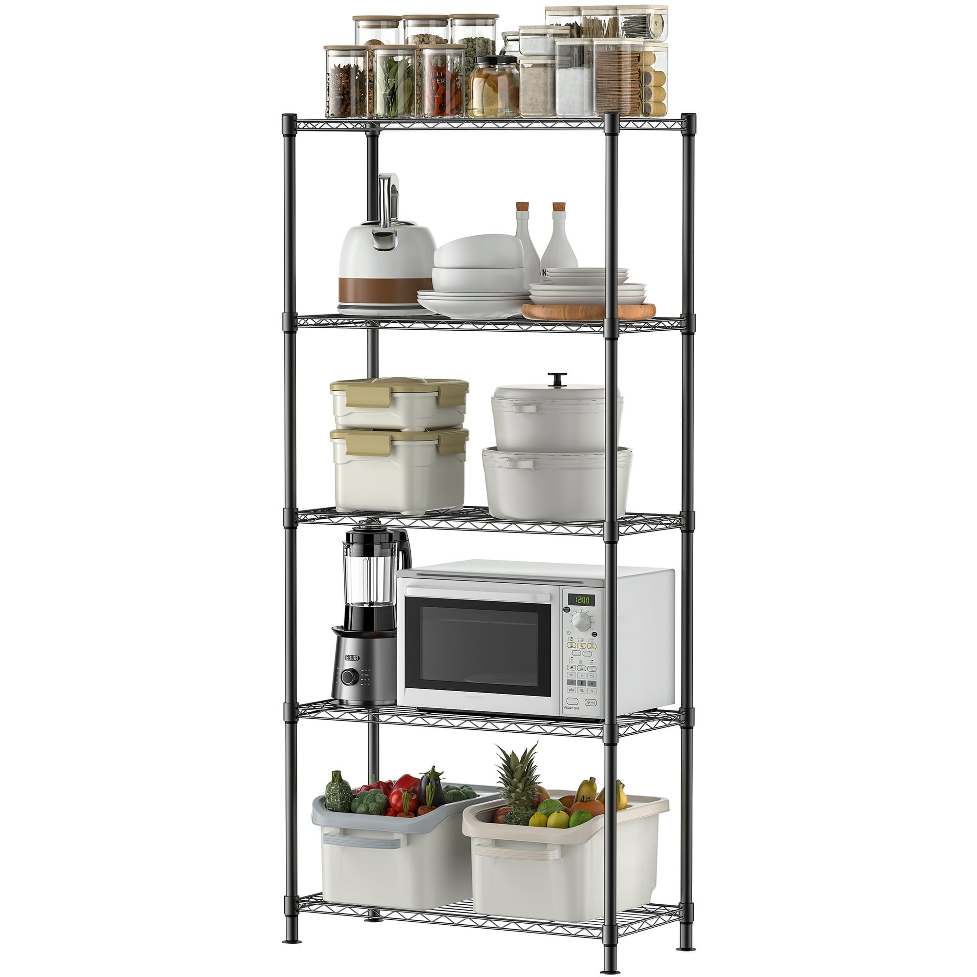 Fenbeli 5-Tier Adjustable Wire Shelving Storage Rack, Heavy-Duty Metal ...