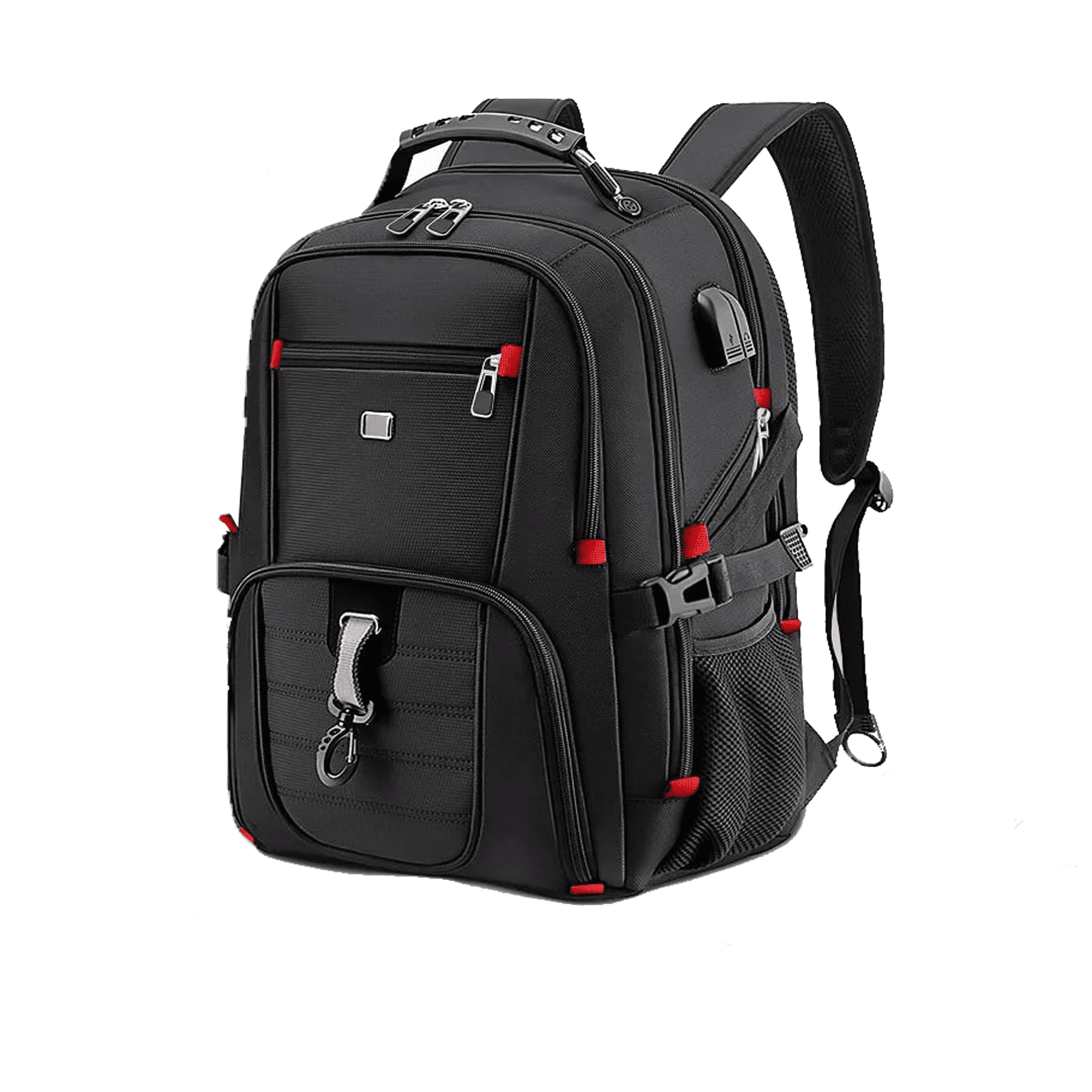 Fenbeli 50L Extra Large Travel Laptop Backpack, TSA Approved Carry On Backpack with USB Charging Port, Fits 17.3 Laptop, Water Resistant College Business Work Backpack for Men and Women, Black