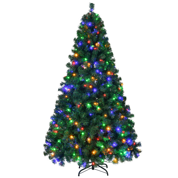 Fenbeli 6ft Pre-Lit Artificial Christmas Tree with 250 Multicolored LED Lights, Indoor Outdoor Green