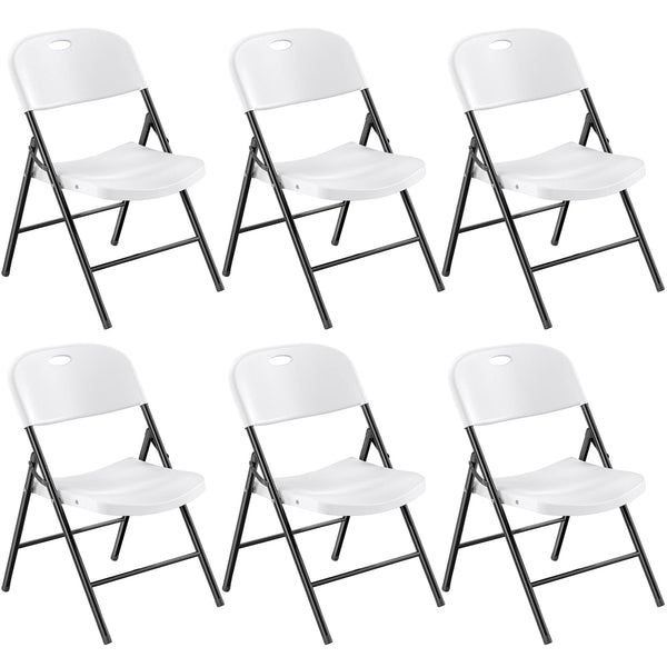 Fenbeli Folding Plastic Chair, 6-Pack, White