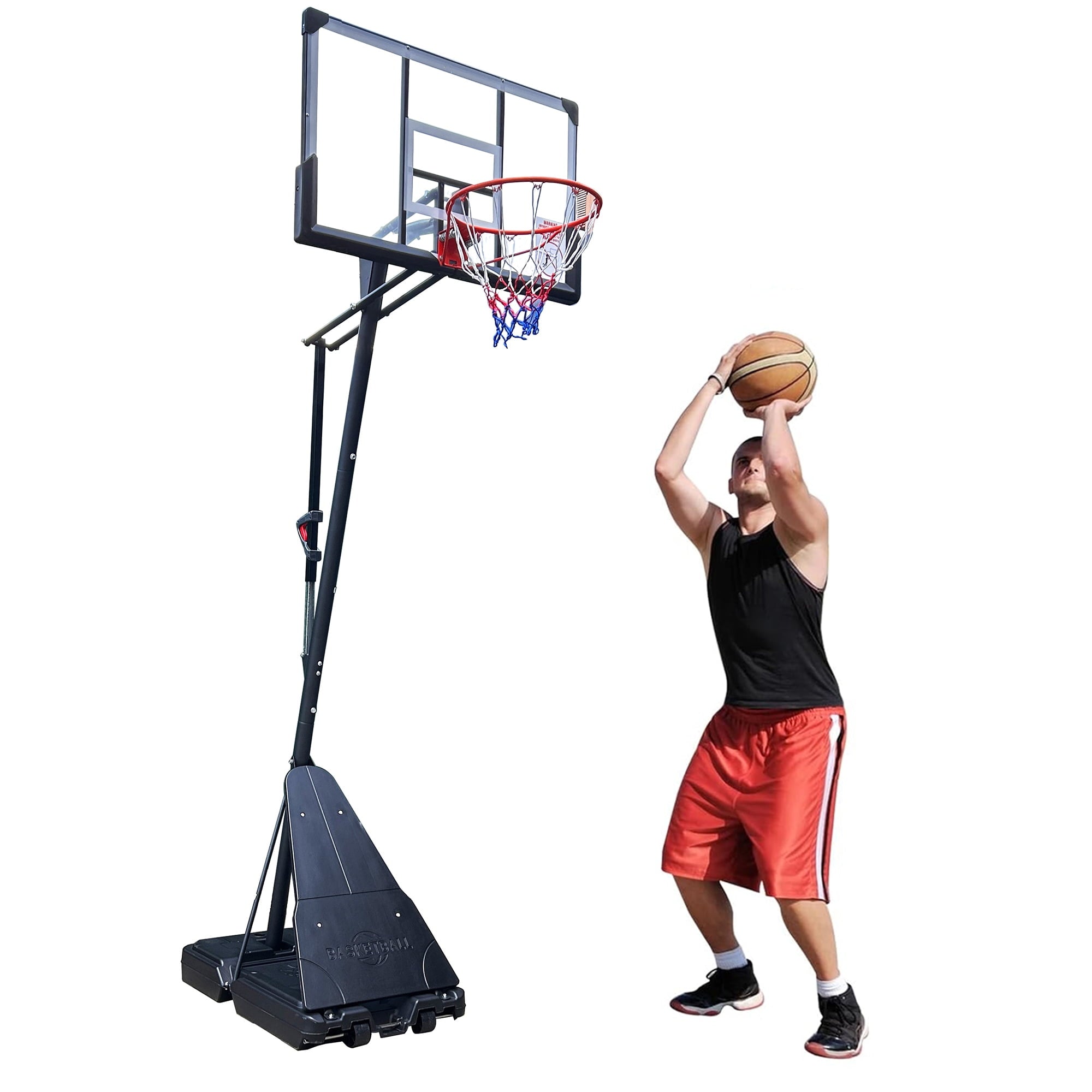 Fenbeli 44in Portable Basketball Hoop with Polycarbonate Backboard