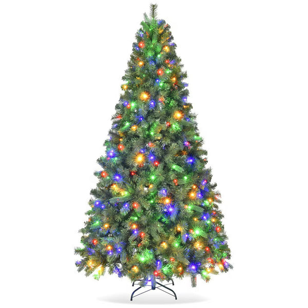 Fenbeli 6ft Pre-Lit Artificial Christmas Tree with 250 Multicolored LED Lights, 8 Sequences, Green