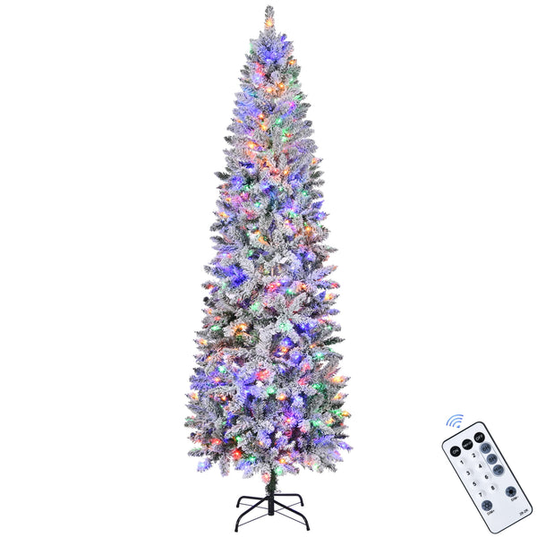 Fenbeli 6ft Pre-Lit Snow Flocked Hinged Artificial Christmas Tree