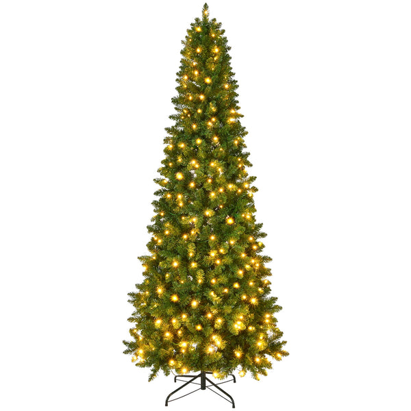 Fenbeli 7.5Ft Pre-Lit Premium Snow Flocked Hinged Artificial Christmas Tree with 350 Lights