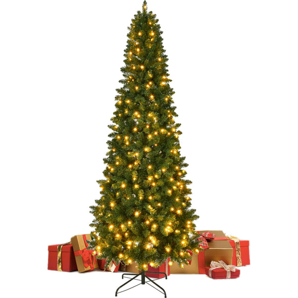 Fenbeli 7.5ft Prelit Artificial Christmas Tree with 350 LED Warm Lights Pencil Christmas Tree with Sturdy Metal Stand for Indoor and Outdoor Decor