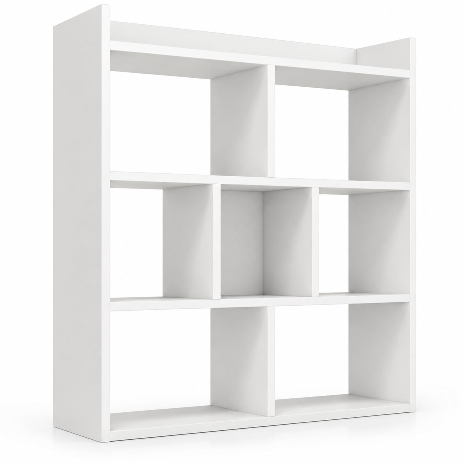 Fenbeli 7 Cubes Open-back Bookshelf with Anti-Toppling Devices, 88 lbs Capacity, 31.5 x 8 x 35.5 Footprint, White