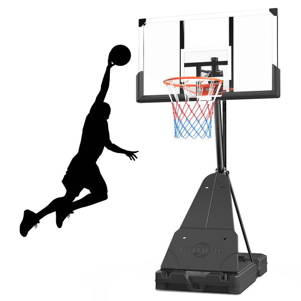 Fenbeli Basketball Hoop Outdoor, 4.8-10FT Height Adjustable Portable Basketball Hoops with 54 Inch Shatterproof Backboard, Basketball Goal System for Kids Youth and Adults in Backyard/Driveway/Indoor