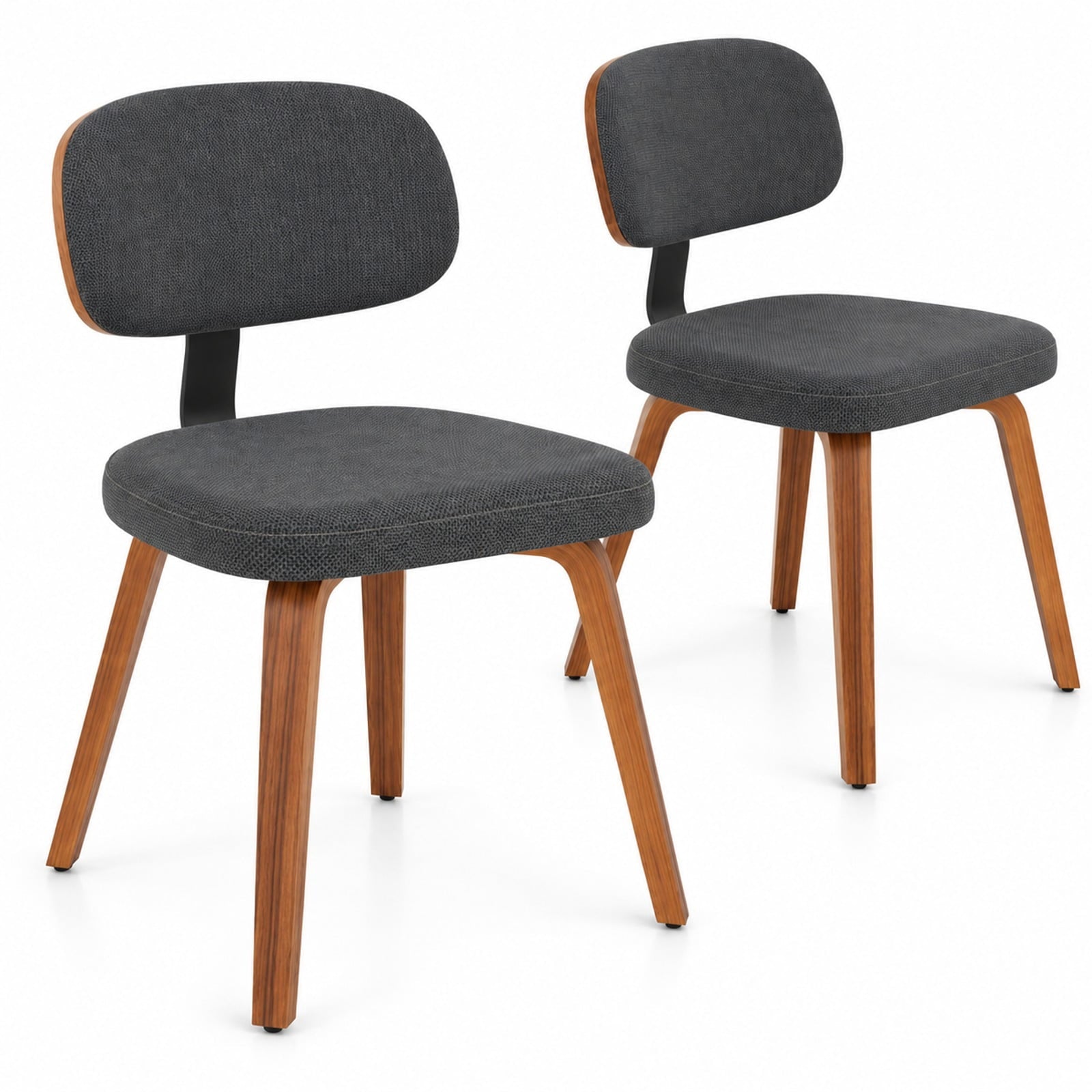Fenbeli Chenille Fabric Upholstered Wooden Kitchen Chairs Set of 2, 330 lbs Capacity, Chenille Sponge Bentwood Metal Frame, Dark Gray