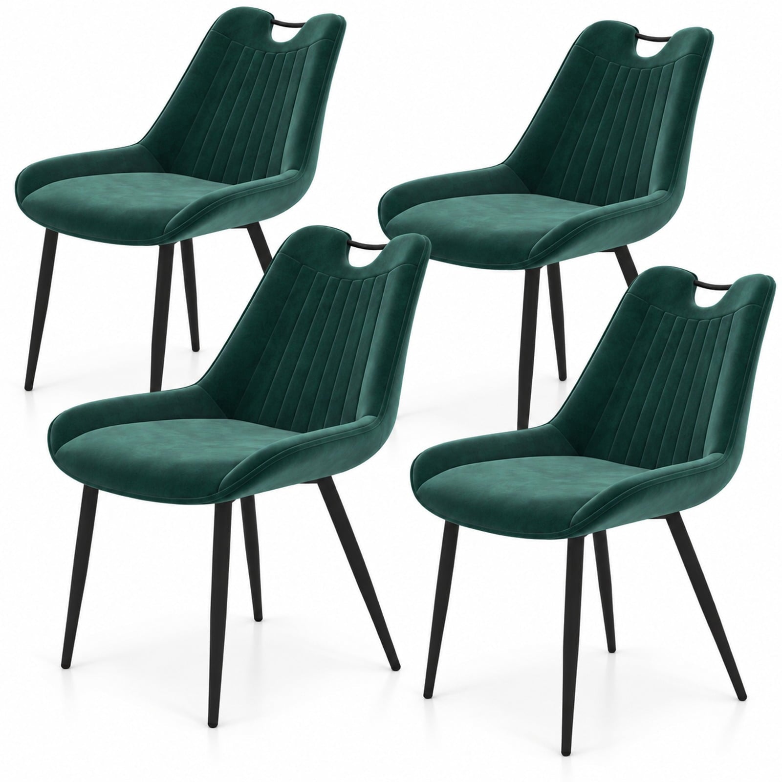 Fenbeli Dining Chair Set of 4 Faux Leather Upholstered Kitchen Chairs with Metal Legs, Chair 330 lbs Capacity, PU Leather Sponge Metal GR/TU Frame