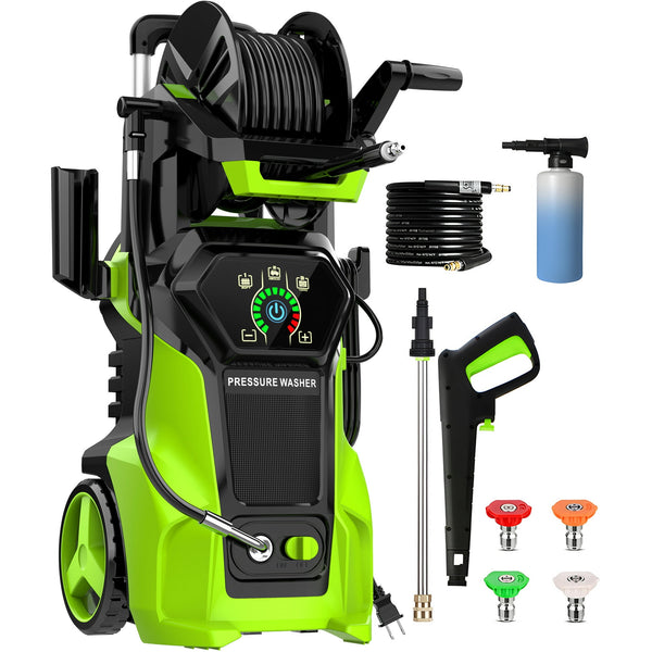 Fenbeli Electric Pressure Washer, 3800 PSI 2.6 GPM Touch Screen Adjustable Pressure, 4 Nozzles and Foam Cannon Power Washer Cleaning for Patio