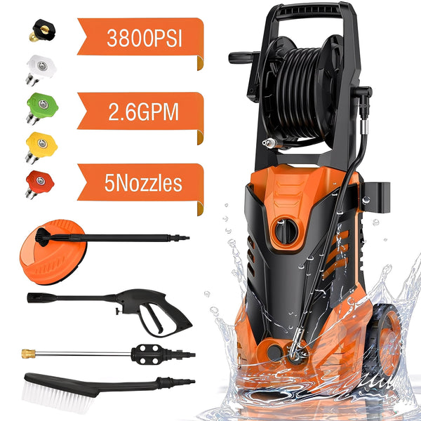 Fenbeli Electric Pressure Washer, 3800 PSI 2.6GPM Power Washer for Cars, Fences and Patios
